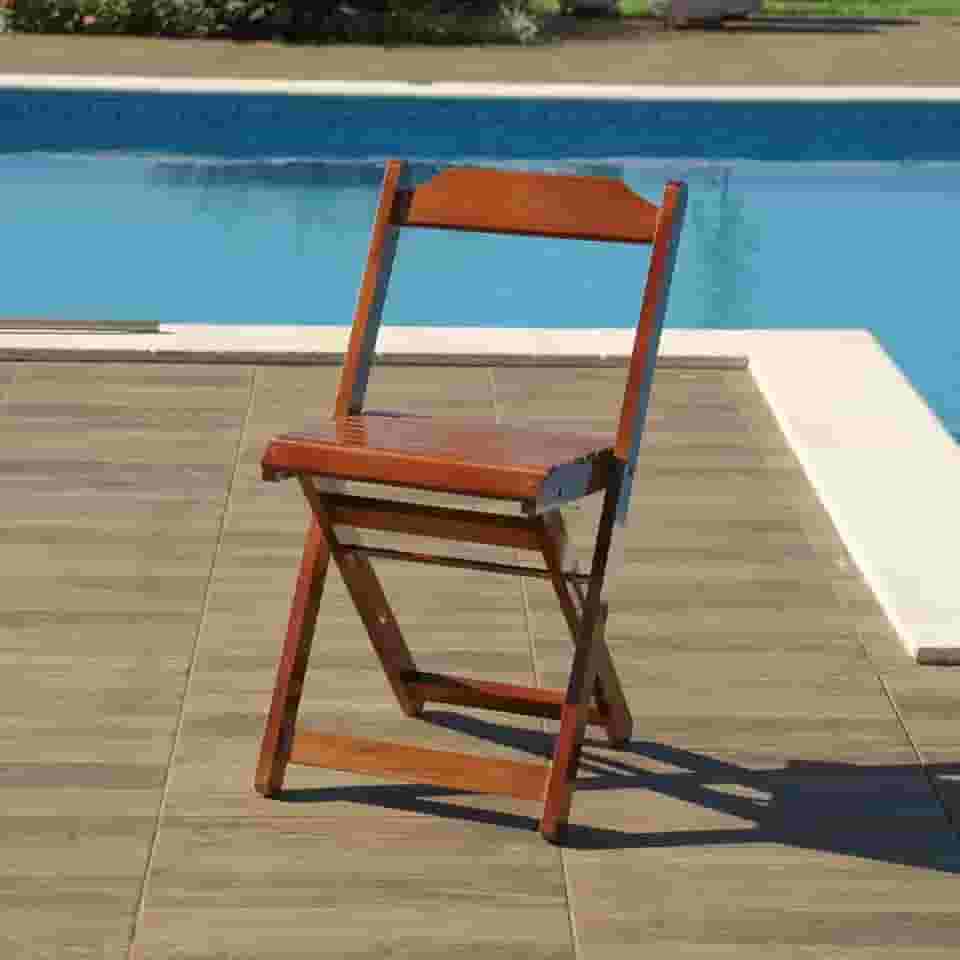 Cadeira Dobrável em Madeira Maciça Imbuia - Móveis Britz