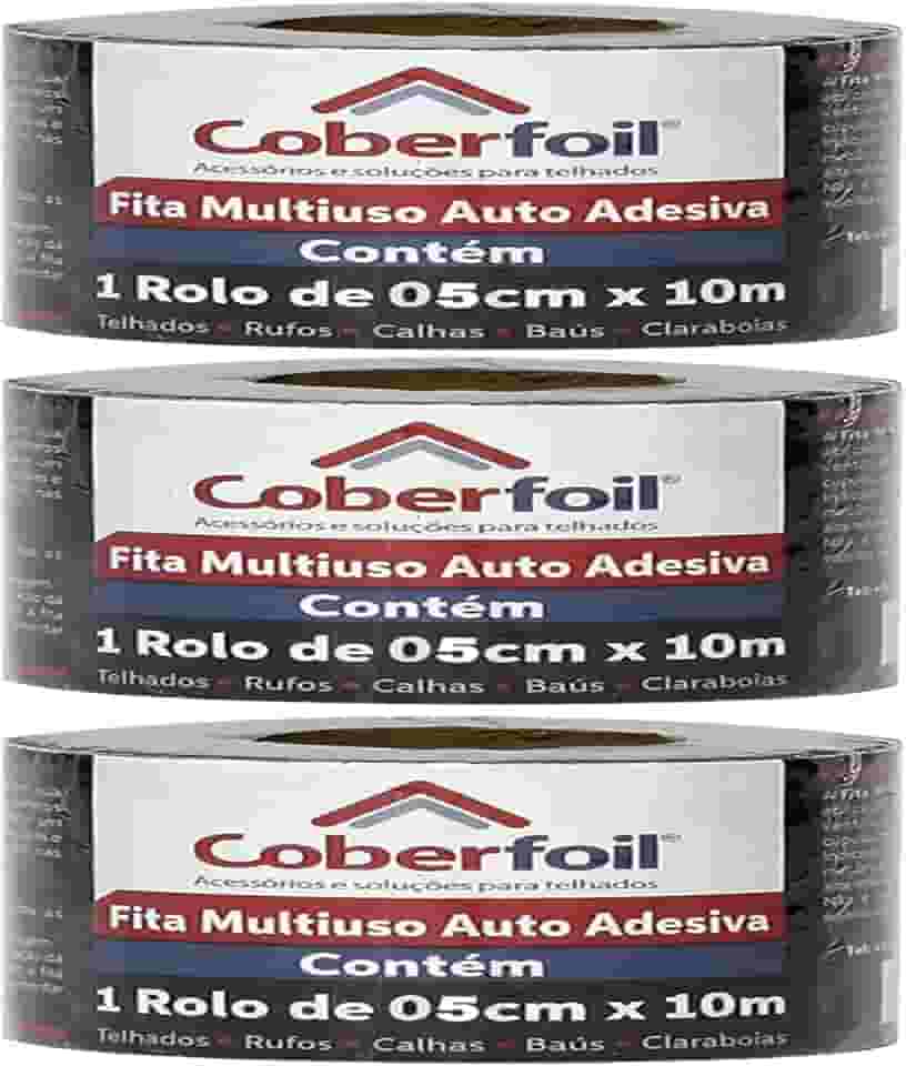 3 Fitas Asfálticas Metalizadas Coberfoil – Isolamento Antirruído e Vedação Interna para Baús de Caminhão, Vans e Motorhomes – 5cmx10m