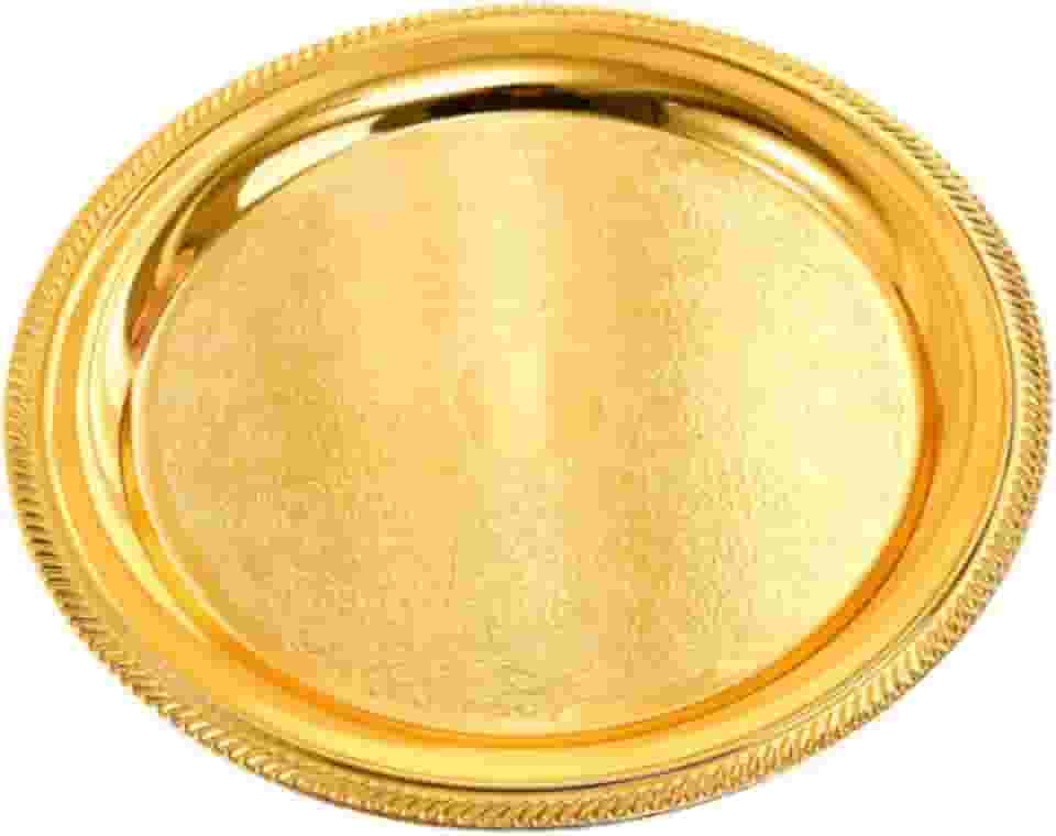 Bandeja de Armazenamento, Prato de Servir para Camping, Prato de Jantar, Prato de Liga de Alumínio para áreas Externas, Ouro, Tamanho real