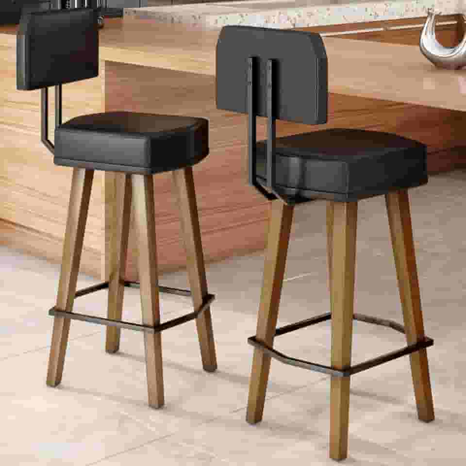 Kit 2 Banquetas Alta para Balcão Bancada área Gourmet Cozinha Industrial (80cm do Assento ao chão, Preto)