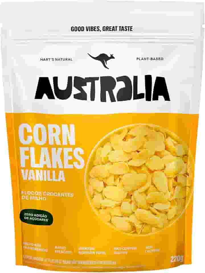 Hart's Natural Cereal Matinal Cornflakes Australia, Sem Adição de Açucar, Sem Glúten, Sem Lactose, Vegano, 100% Natural, Alto em Fibras, 220g