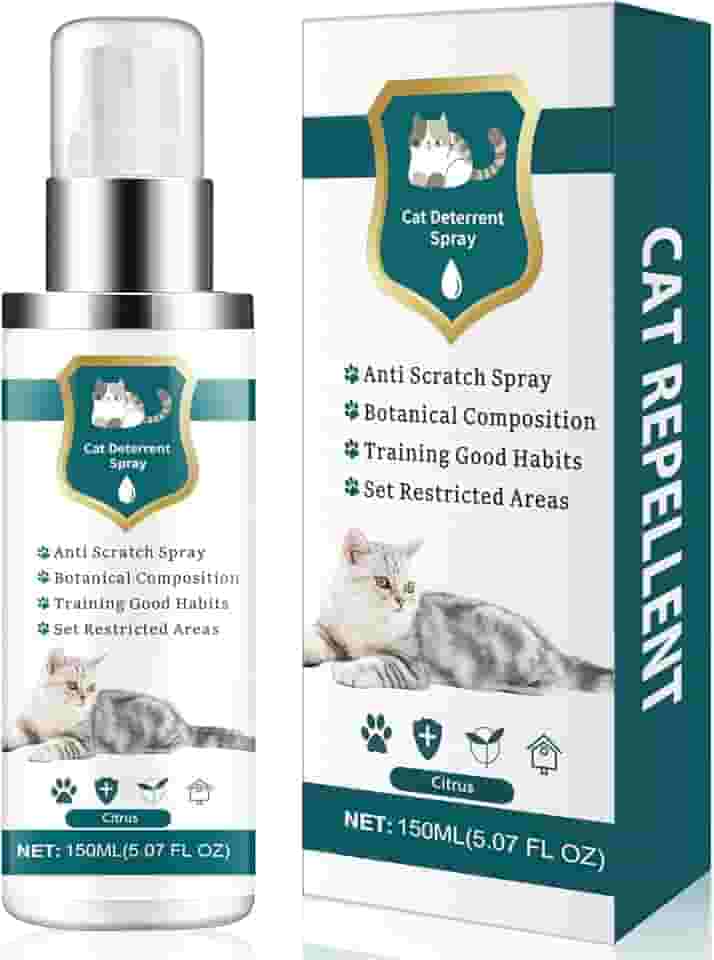 Spray avançado de dissuasão de gatos, fórmula natural repelente de gatos interno e externo, dissuasor de arranhões reforçado para móveis, sofás, tapetes, proteção de cortina, impede que os gatos