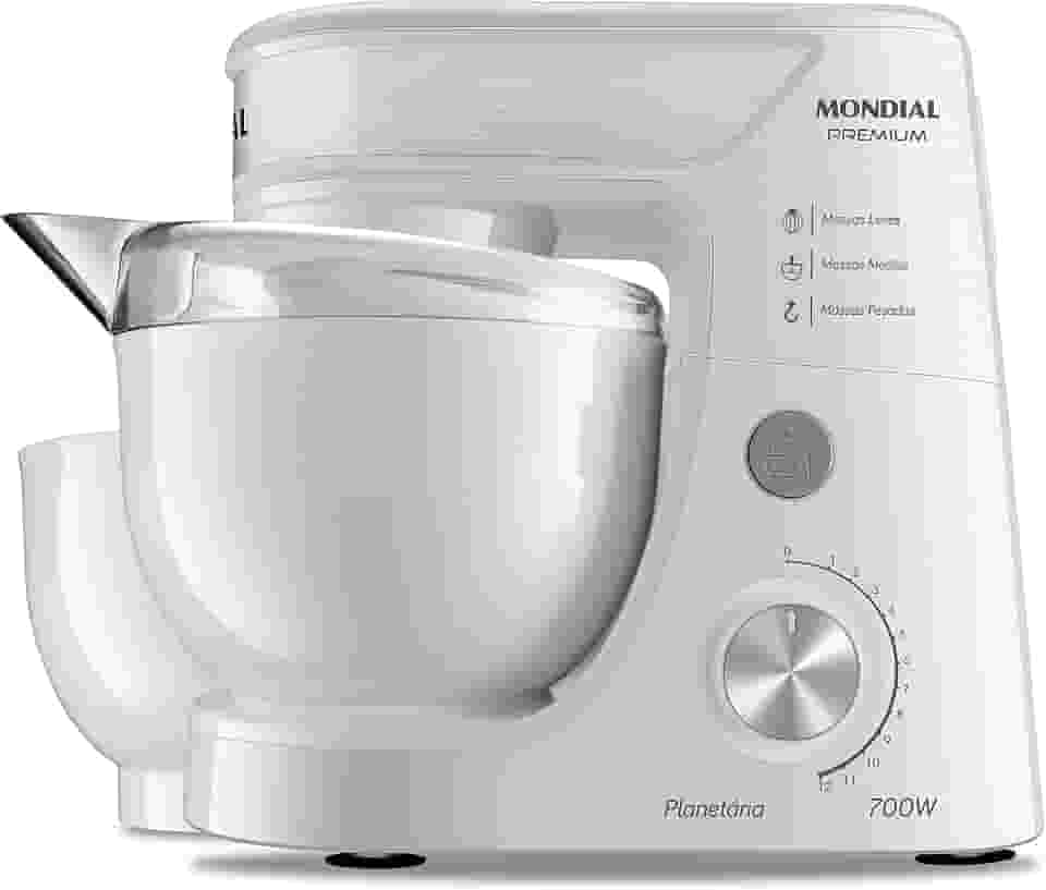Batedeira Planetária, Mondial, Branco/Inox, 700W, 110V - BP-01P-W