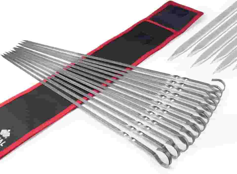 Royal Imports Espetos de Metal para Espetinhos de Carne para Churrasco, Grelhar, Assar, Churrasco de Aço Inoxidável, 17" de Comprimento Reutilizável - 12 Unidades