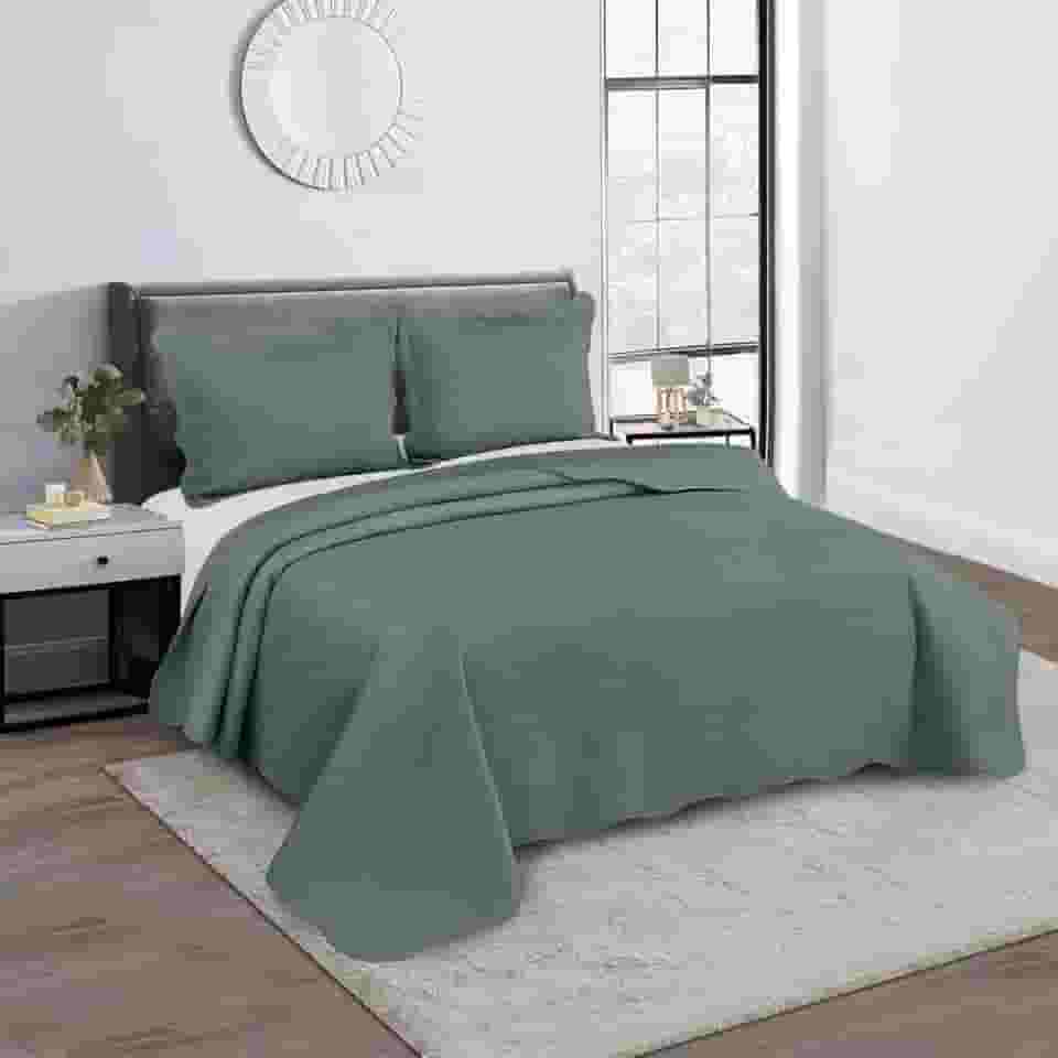 Camesa Colcha Kit Cobre Leito Bullet Queen 240x260cm - Verde