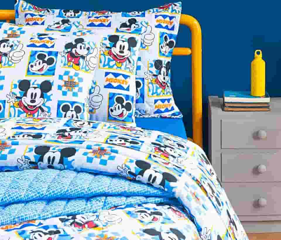 Edredom Solteiro Infantil 1 Peça Encanto 100% Algodão (Mickey Perspective)