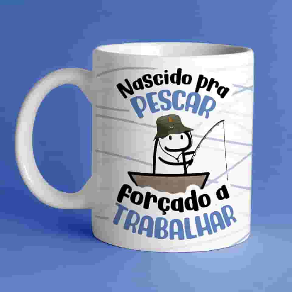 Caneca Pai Pescador Nascido Para Pescar Forçado a Trabalhar