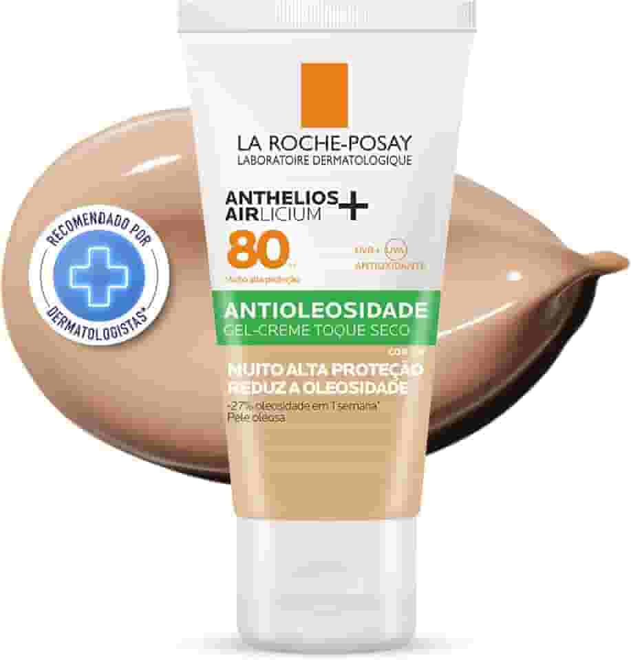 La Roche-Posay, Anthelios Airlicium, Protetor Solar Facial Antioleosidade com Cor, Controle de Oleosidade, Efeito Matte, Toque limpo, Ação anti-transferência da cor, Cobertura