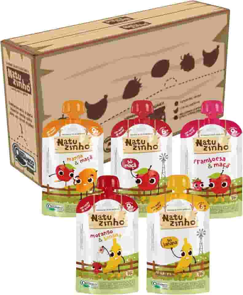 Natuzinho, Papinha Orgânica para Bebê, Kit com 5 Sabores (1 unidade de cada), Sem Açúcar, Aditivos ou Conservantes, Ideal para Introdução Alimentar, 99g cada
