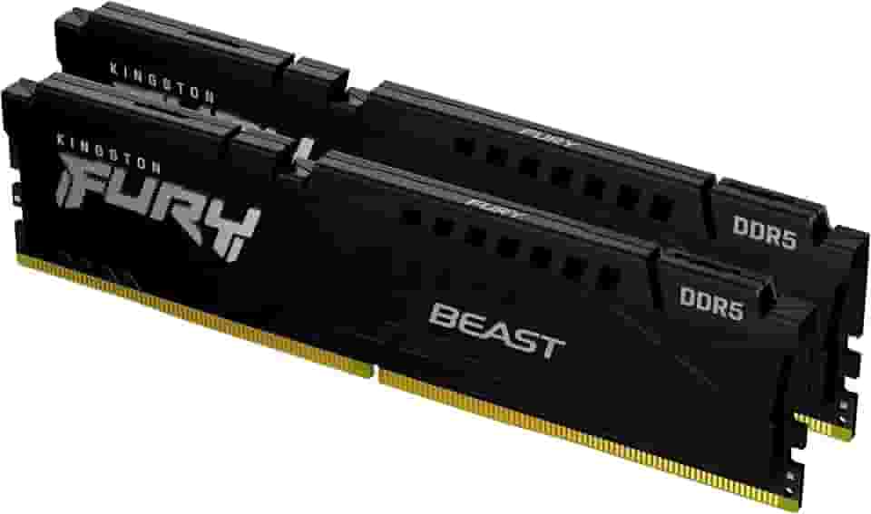 Kingston KF556C40BBK2-32 - Kit de módulos de memória de 32GB (2 x 16GB) DDR5 5600Mhz FURY Beast Black 1,25V 1Rx8 288 pinos para desktop/gamers