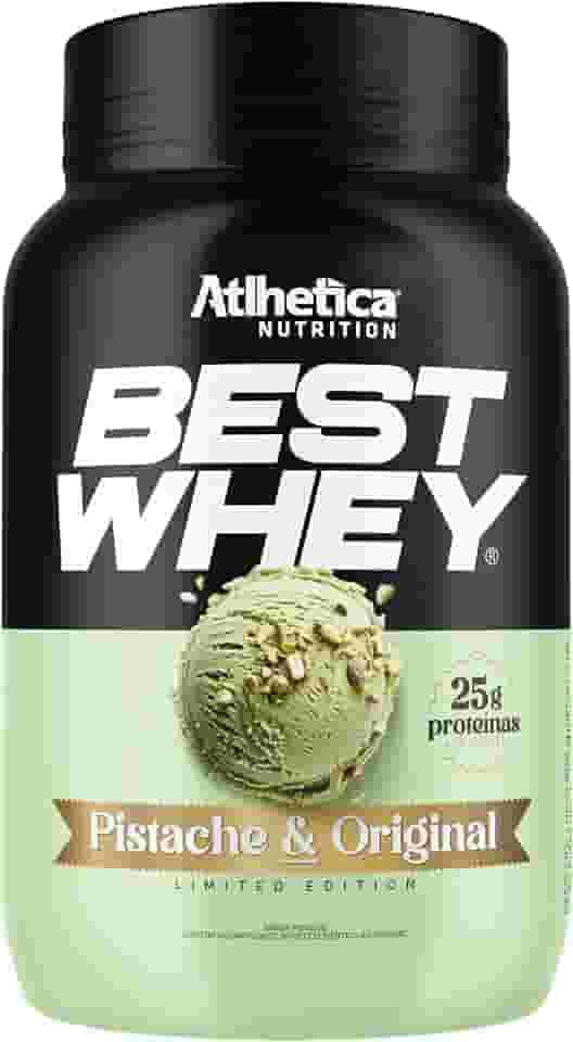 Best Whey Atlhetica Nutrition 900g – Sabor Pistache – 25g de Proteína por Dose – Whey Concentrado, Isolado e Hidrolisado – Sem Glúten e Sem Açúcar Adicionado