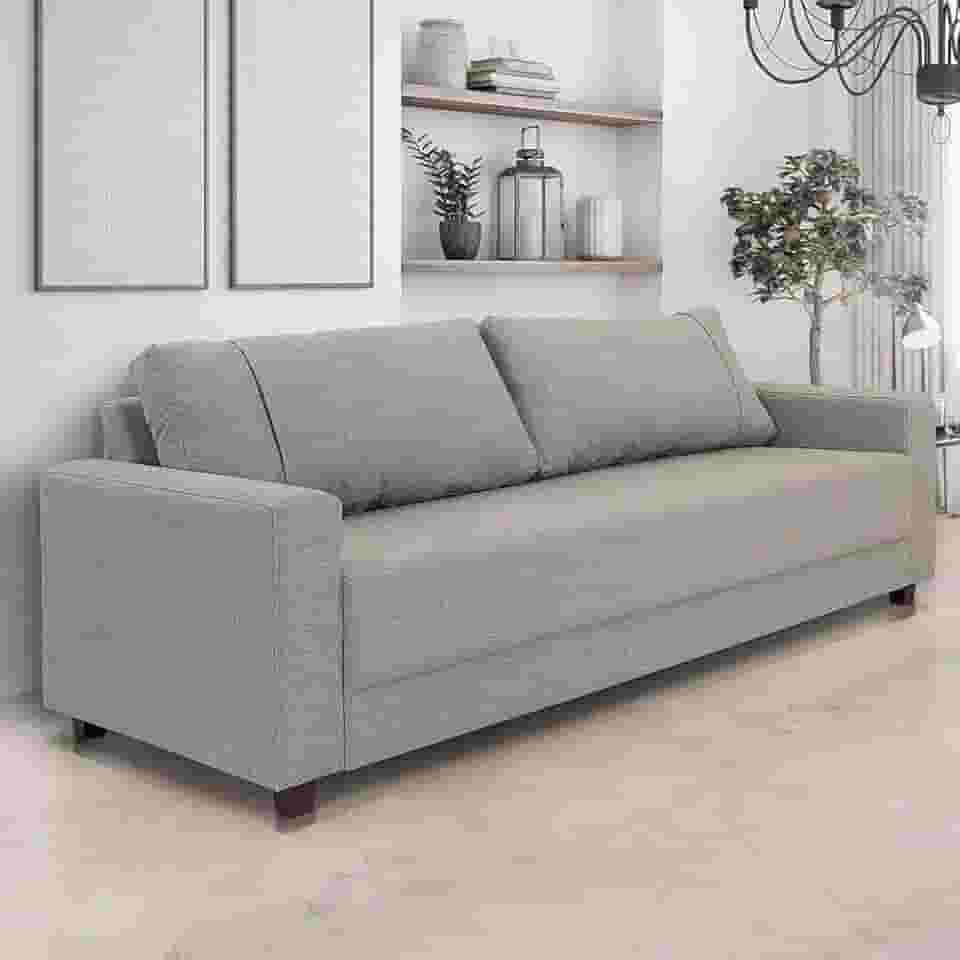 Sofá 3 Lugares Herval Clean Linho Cinza, 200 cm