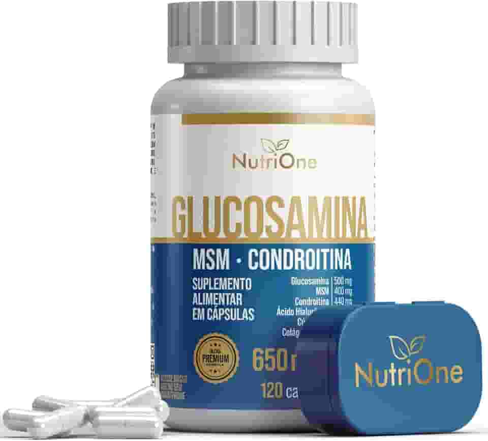 Fórmula Premium 7 Ativos Concentrados Glucosamina, MSM, Condroitina, Curcumina, Colágeno Tipo II, Ácido Hialurônico e Cálcio 120 Cáps - Nutrione