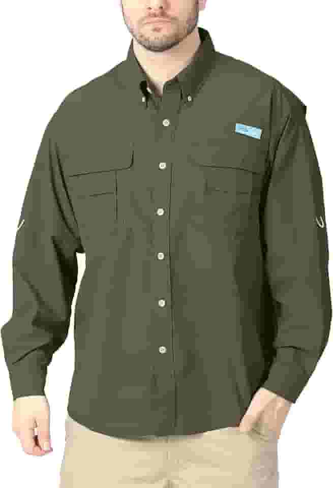 Camisas de pesca masculinas de manga comprida UV FPS 50+ camisas de proteção solar respiráveis de secagem rápida camisas de botão