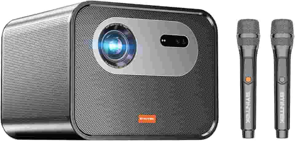 Projetor BYINTEK R90 Max full HD Suporta 4K 3D 1080P, Focagem Automática TOF, 2200 ANSI, 20W*2, Projector de Microfone, Adequado para Home Theater/KTV/negócios/jogos/Powerpoint