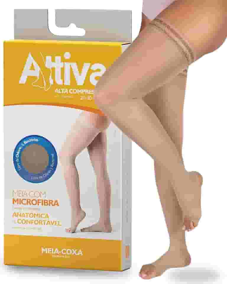 Meia de compressão Feminina 7/8 Meia Coxa Alta Compressão 20 - 30 Ponteira Aberta ATTIVA