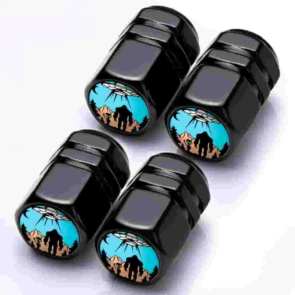 Pacote com 4 tampas de haste de válvula de pneu Bigfoot acessórios de carro de liga de alumínio à prova de ferrugem capas de poeira universais tampa de ar de pneu para carro, caminhão, SUV, bicicleta