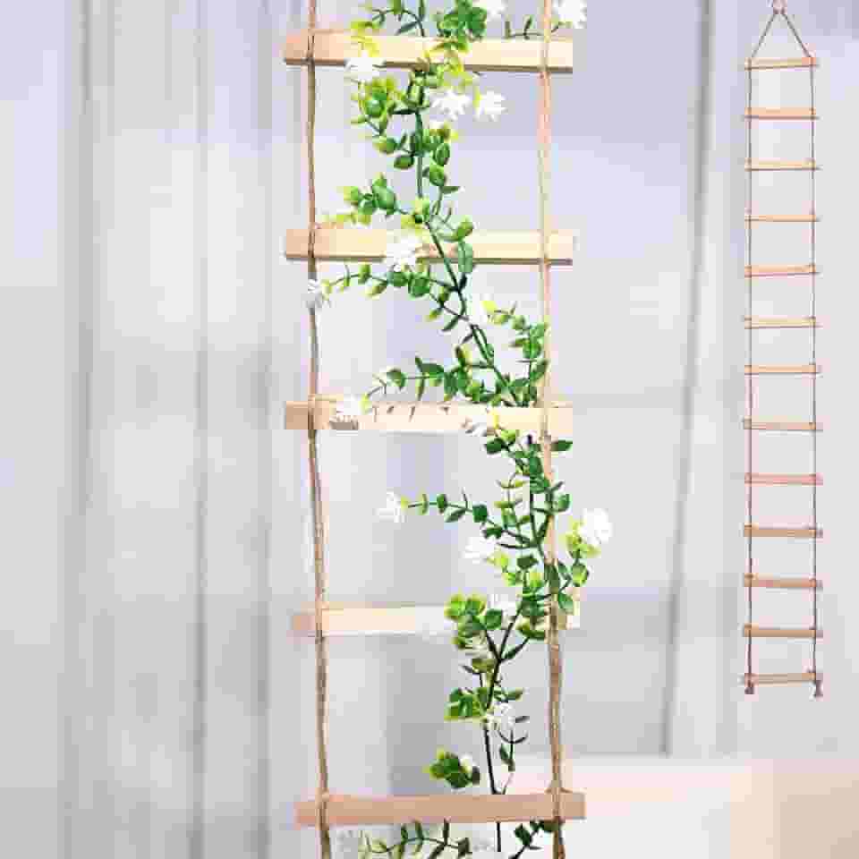 Yohsnor Treliça Resistente Para Plantas Trepadeiras - Design De Escada De Madeira Natural Para Uso Interno E Externo, Fácil Instalação, Suporte Confiável Para Videiras E Trepadeiras, Decoração Moder