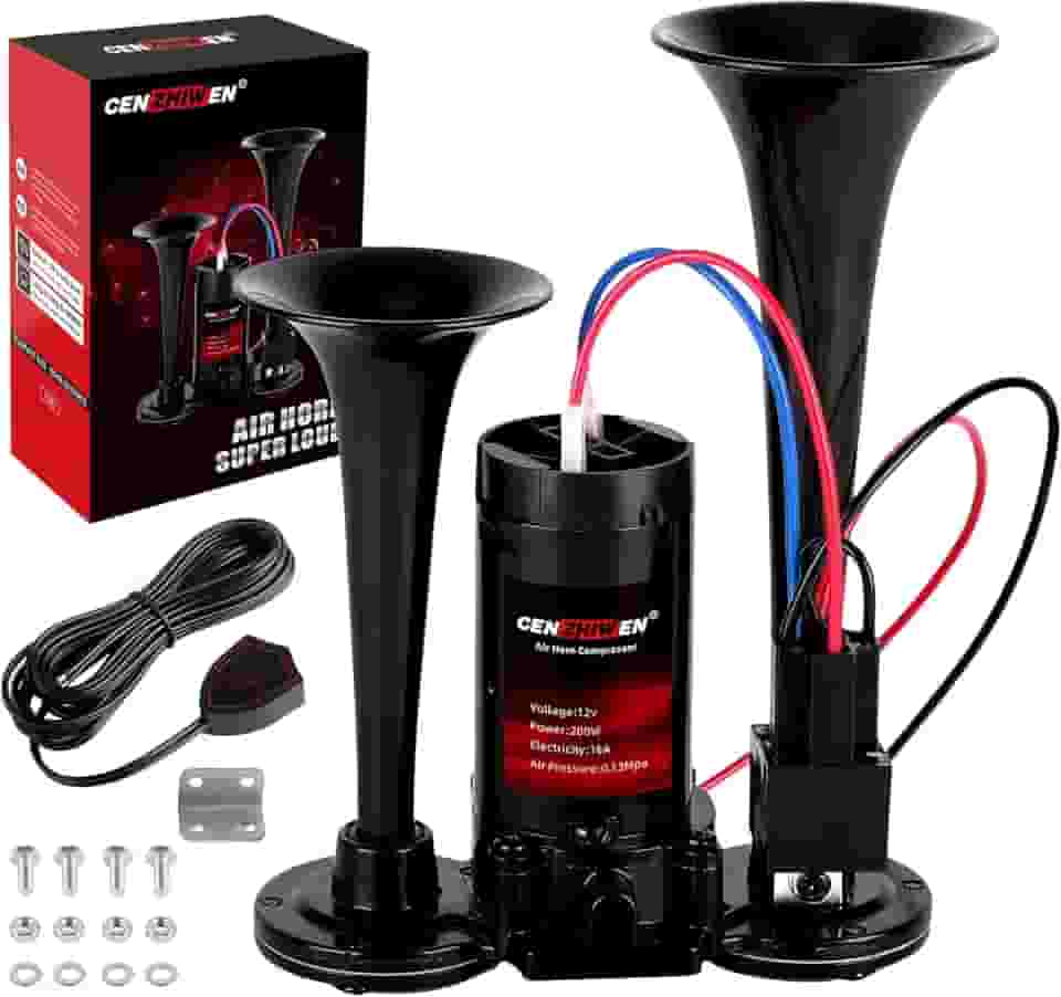 Buzina de ar para caminhões, kit de buzina de trem super alto de 150 dB com compressor de ar de 12 V, buzina de carro - ajuste universal para qualquer SUV de 12 V, caminhões, caminhões