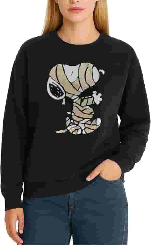 Moletom feminino - Snoopy and Friends pulôver de lã gráfico gola redonda moletom para mulheres (tamanhos: P-GG)