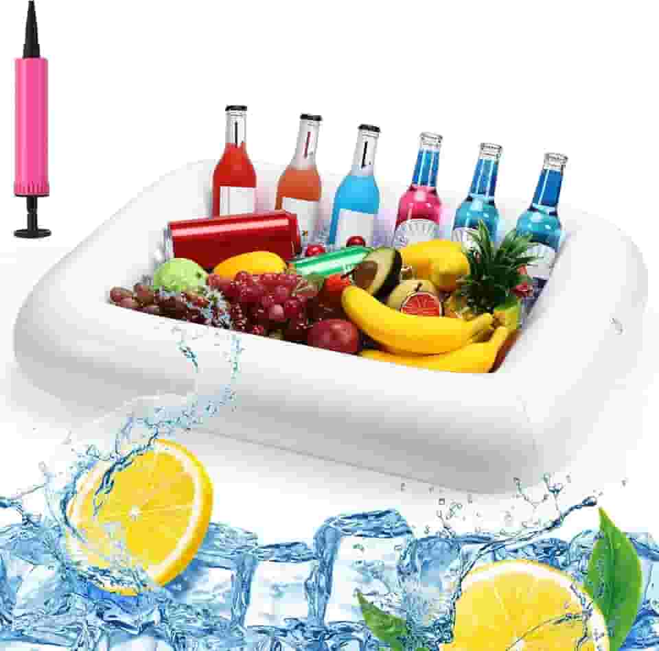 FillTouch Rectangular Inflatable Serving Bar Floating Drink Holder for Pool Inflatable Cup Holders Hot Tub Accessories for Adults Swimming Fun Drink Floats for Swimming Pool Party
