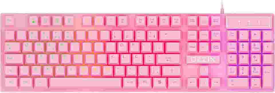 Teclado Gamer Rosa RGB LED Profissional ABNT2 Semi-Mecânico Ergonômico Fofinho Feminino Presente Precision Ozzix