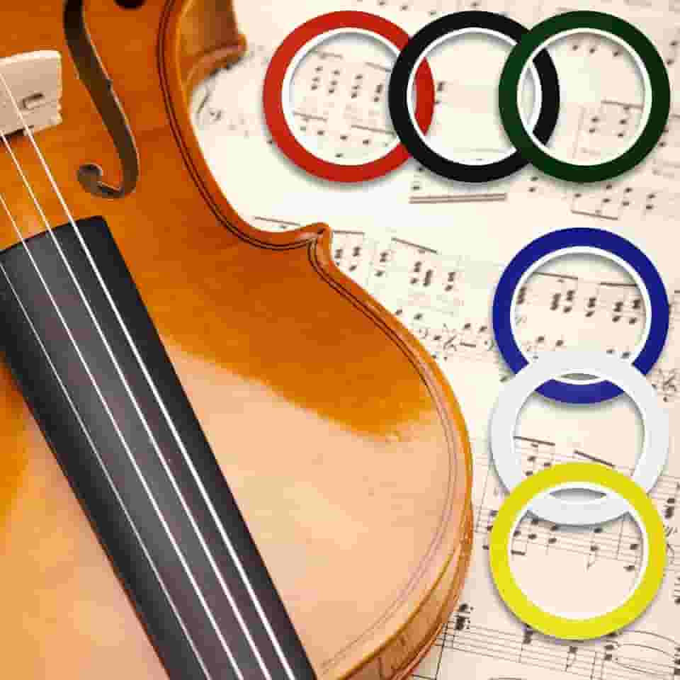 6 peças de fita de dedo de violino, fita de violoncelo adesivos de escala de violino, 66 mm fita para braço de dedo para iniciantes guia de instrumentos orquestrais, acessórios de violino (6 cores)