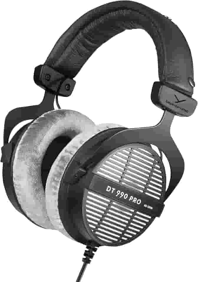 beyerdynamic DT 990 PRO Fones de ouvido circum-auriculares para monitor de estúdio – estrutura estéreo aberta com fio (80 Ohm, cinza)