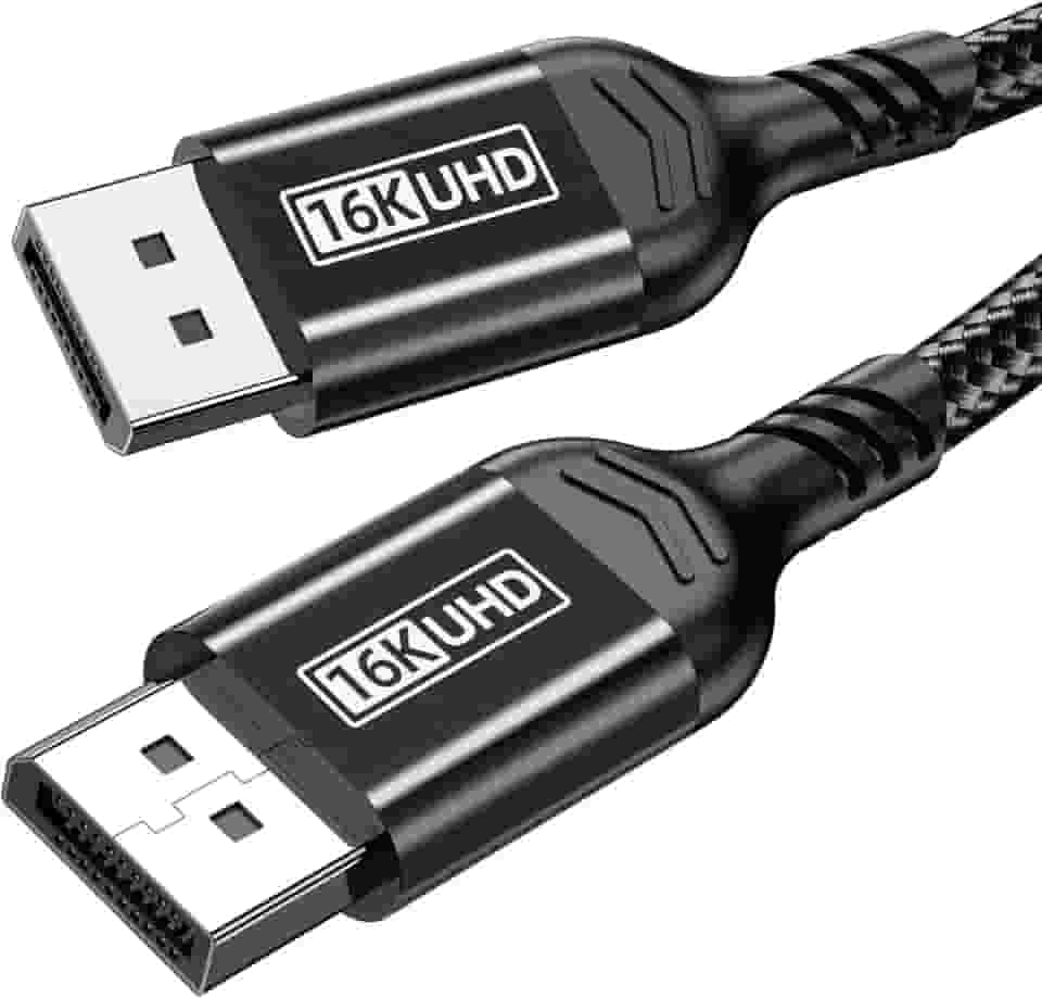 Cabo DisplayPort 16K 2.1, DP 2.1 80Gbps Cabo 3,3FT suporta 16K @60Hz, 10K@60Hz, 8K@120Hz HBR3 4K@240Hz 165Hz 144Hz 60Hz, HDCP DSC 1.2a, HDR10 FreeSync G-Sync para placa de vídeo de monitor de jogos