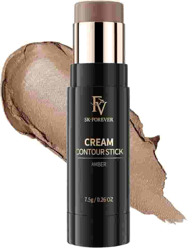 FV Bastão de contorno de tom fresco, misturável e suave, acabamento natural, maquiagem à prova d'água e de longa duração para iniciantes, para tons de pele claros/claros, livre de crueldade, 01 âmbar