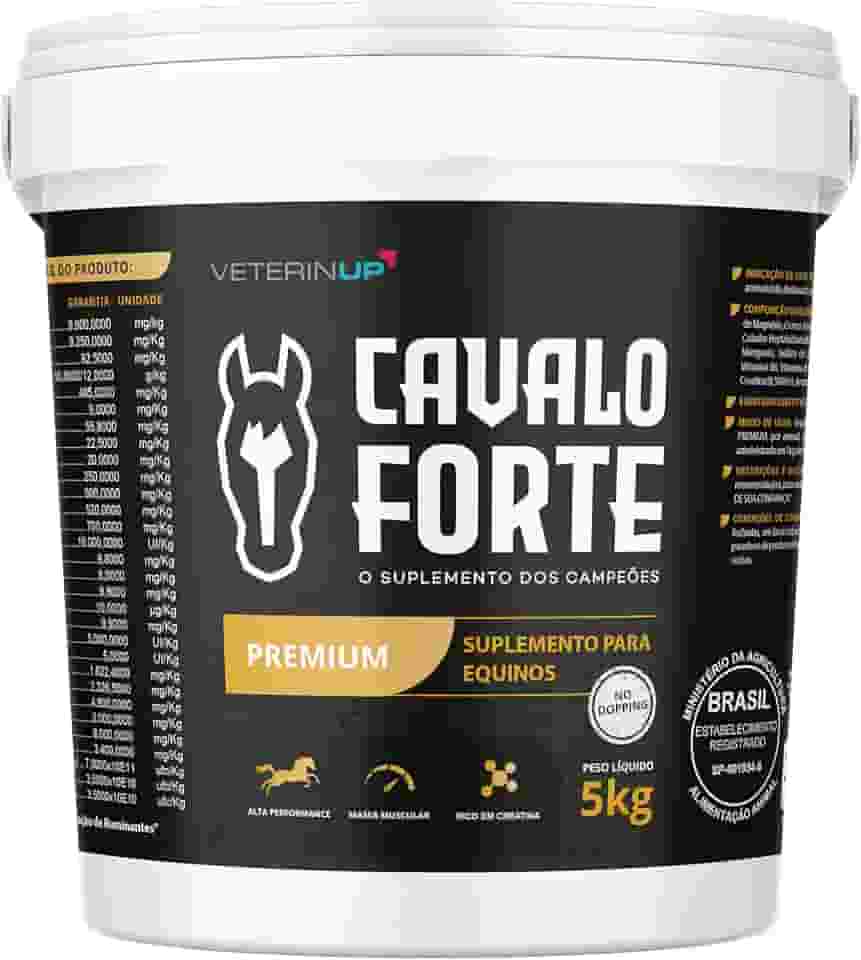Suplemento Cavalo Forte Premium 5Kg | Energia, Recuperação Rápida e Massa Muscular para Equinos | Formulado por Veterinários | Contém Lisina, Creatina | VeterinUp