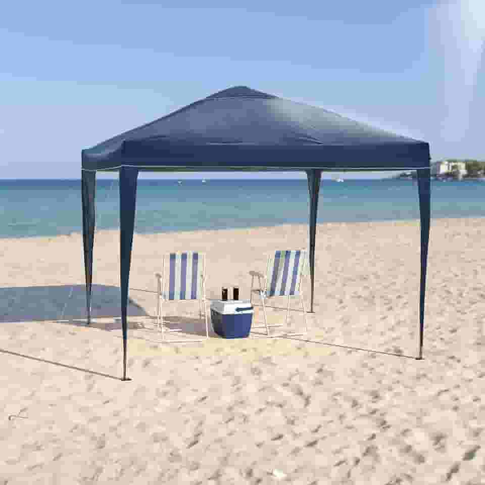 Tenda Articulada Gazebo 3x3m Articulado Alumínio Praia Camping Com Bolsa - Azul