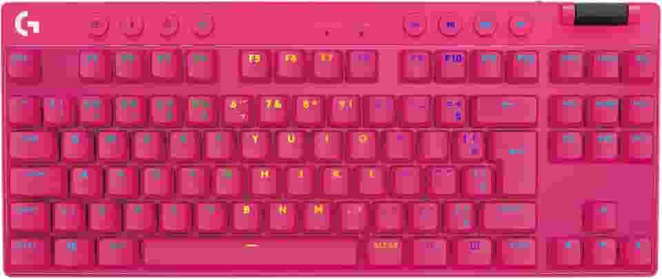Teclado Gamer Sem Fio Logitech G PRO X com design TKL, Layout US, RGB LIGHTSYNC, Tecnologia LIGHTSPEED e Switch Exclusivo GX Brown Tactile - Rosa Magenta
