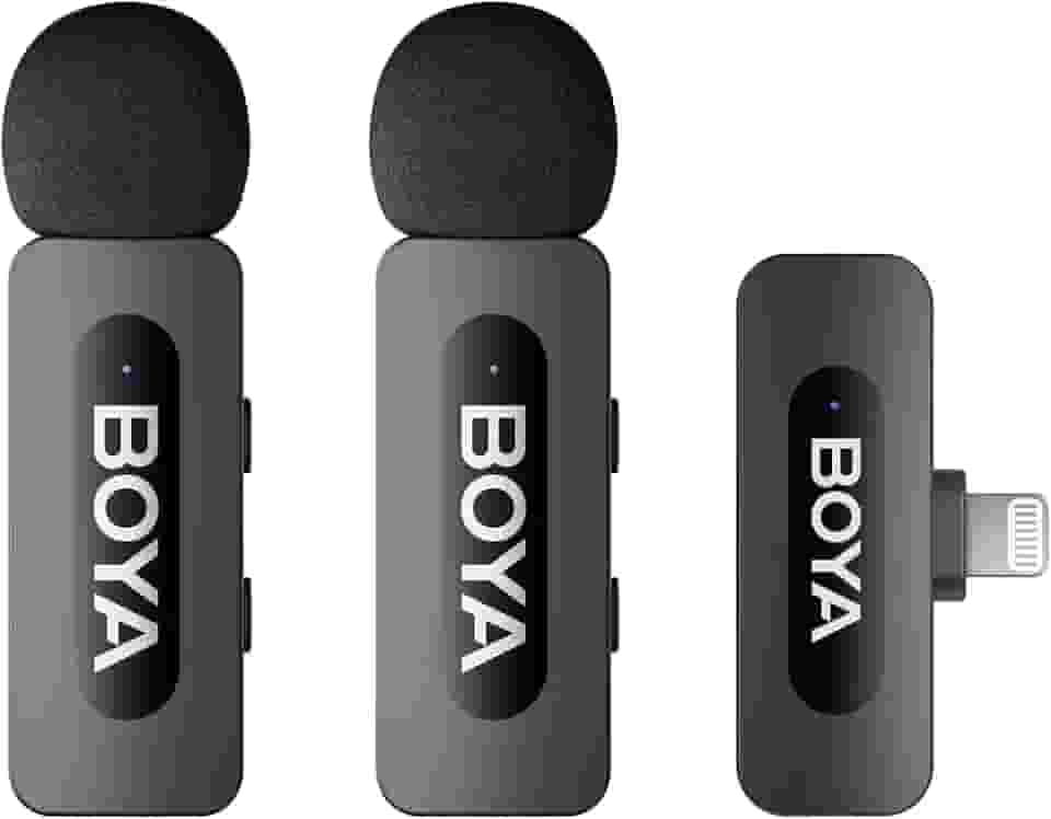 BOYA BY-V2 Microfone de lapela sem fios para iPhone iPad, Mini microfone de lapela externo omnidirecional para iPhone Microfone de lapela Lightning para gravação de vídeo Podcast YouTube Live Stream