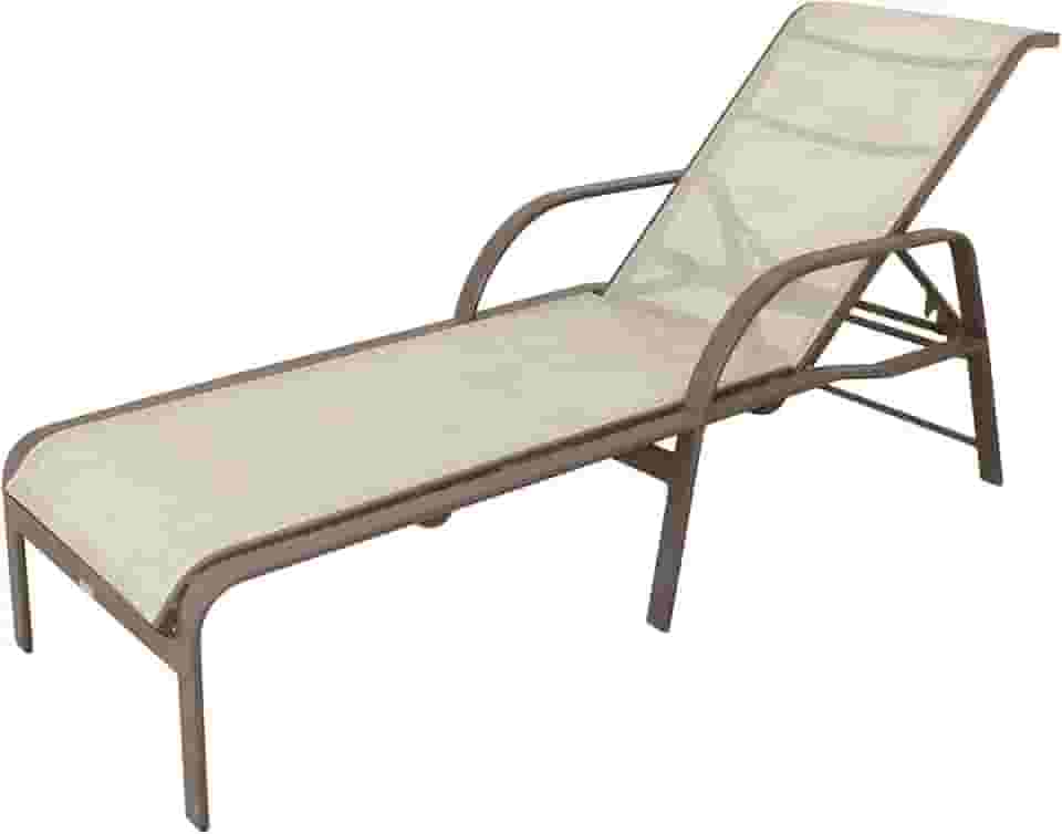 Cadeira Chaise Espreguiçadeira de piscina e jardim Tela Sling e alumínio com 5 níveis de inclinação