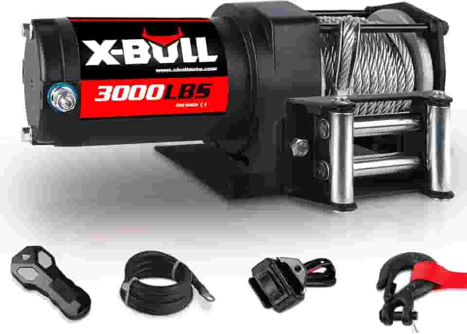 X-BULL Guincho elétrico de fio de aço 12V 1,360.8 kg para reboque ATV/UTV off-road com suporte de montagem remoto sem fio