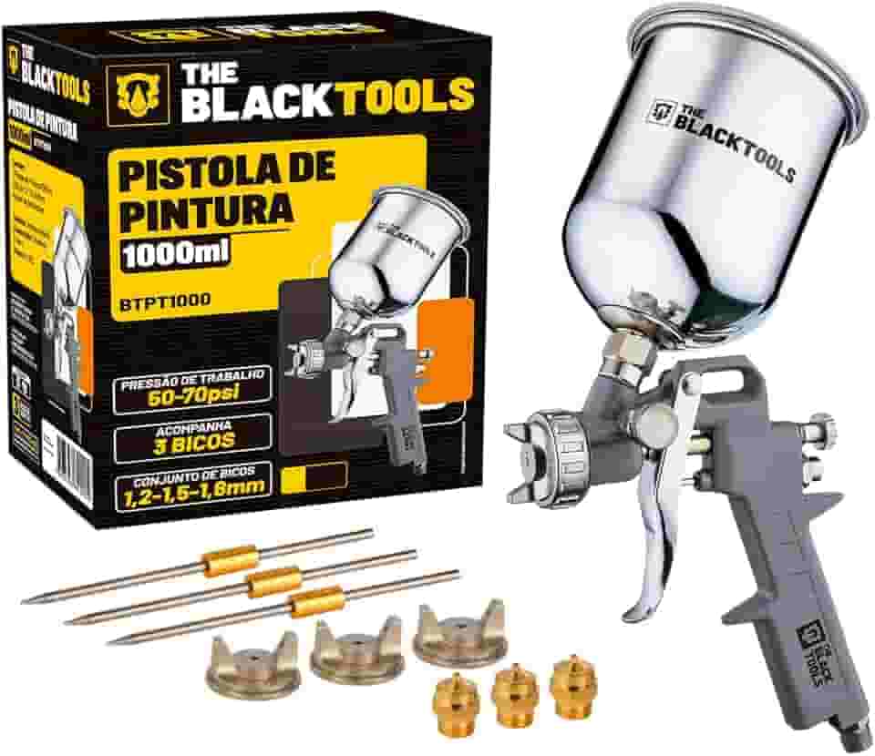 Pistola Pintura Gravidade Caneca 1000 Ml Rosca 1/4 Btpt1000 The Black Tools