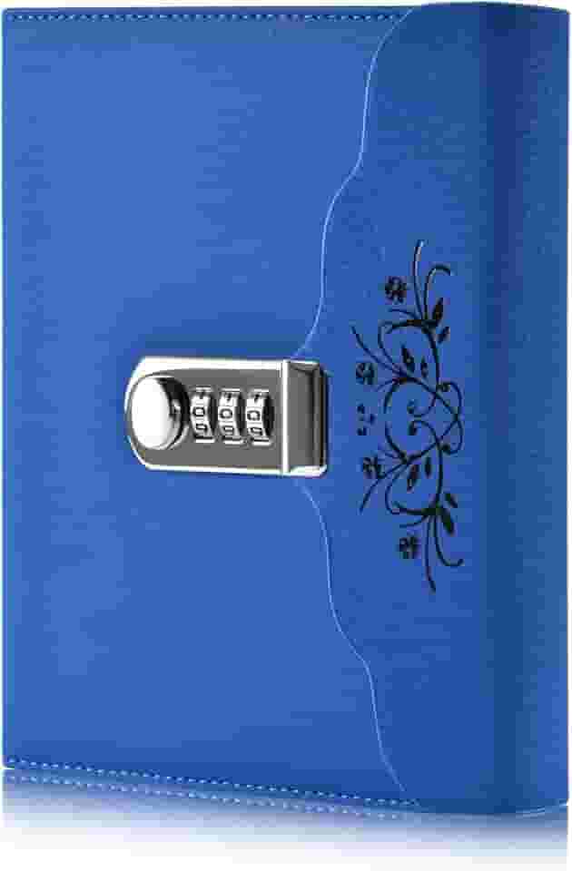ARRLSDB Lock Diary Caderno de couro para escrever caderno organizador de senha digital com bloqueio diário pessoal (azul)