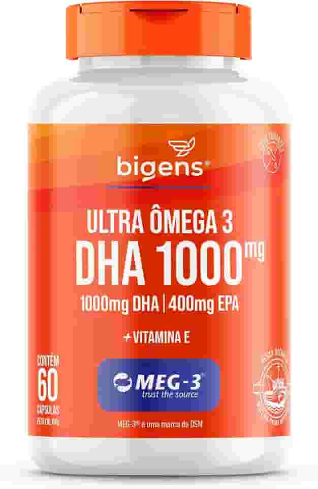 Ultra Omega 3, DHA 1000mg, 400mg EPA, com vitamina E, Certificado MEG-3, 60 Cápsulas, Bigens (Unidade)