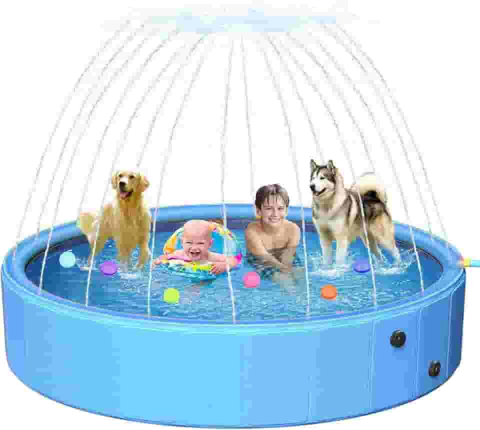Piscina Infantil, 600 Litros Piscina Chafariz Hidromassagem Inflavel, Banheira Dobravel Infantil para e Cães (160 * 30cm)