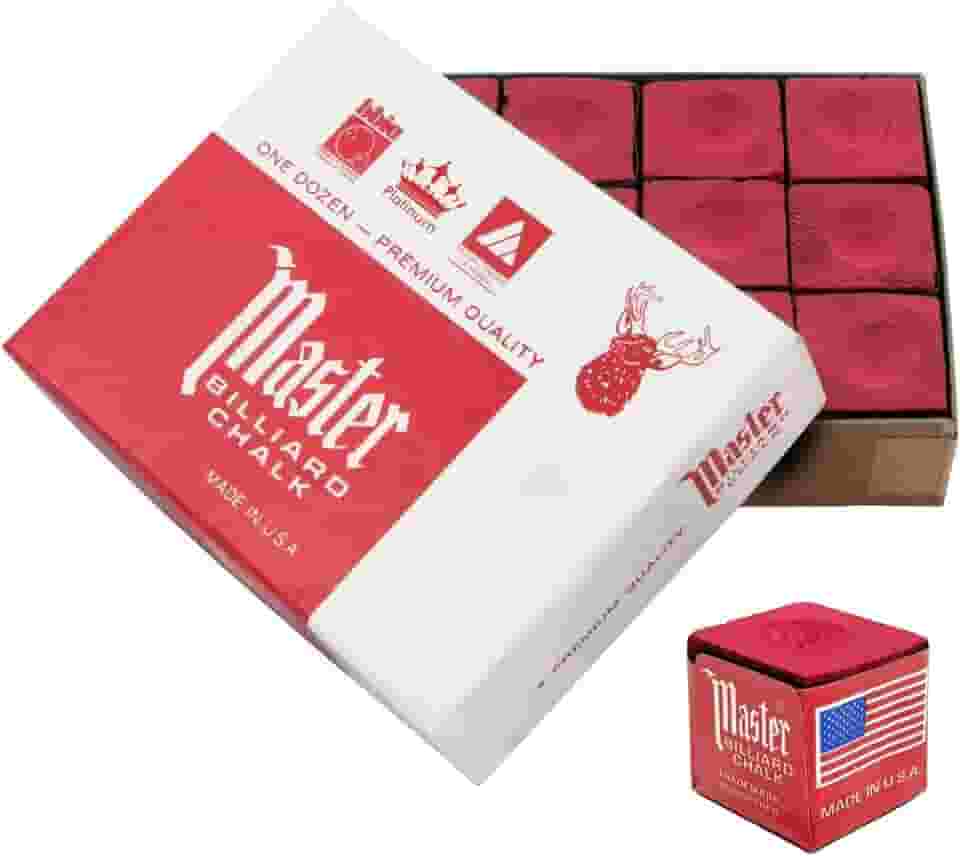 12un. Giz Master Profissional para Taco de Sinuca/Bilhar c/Sola de Couro Vermelho