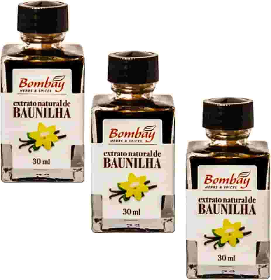 Kit 3 Vidros de Extrato Natural de Baunilha de 30mL cada - Bombay