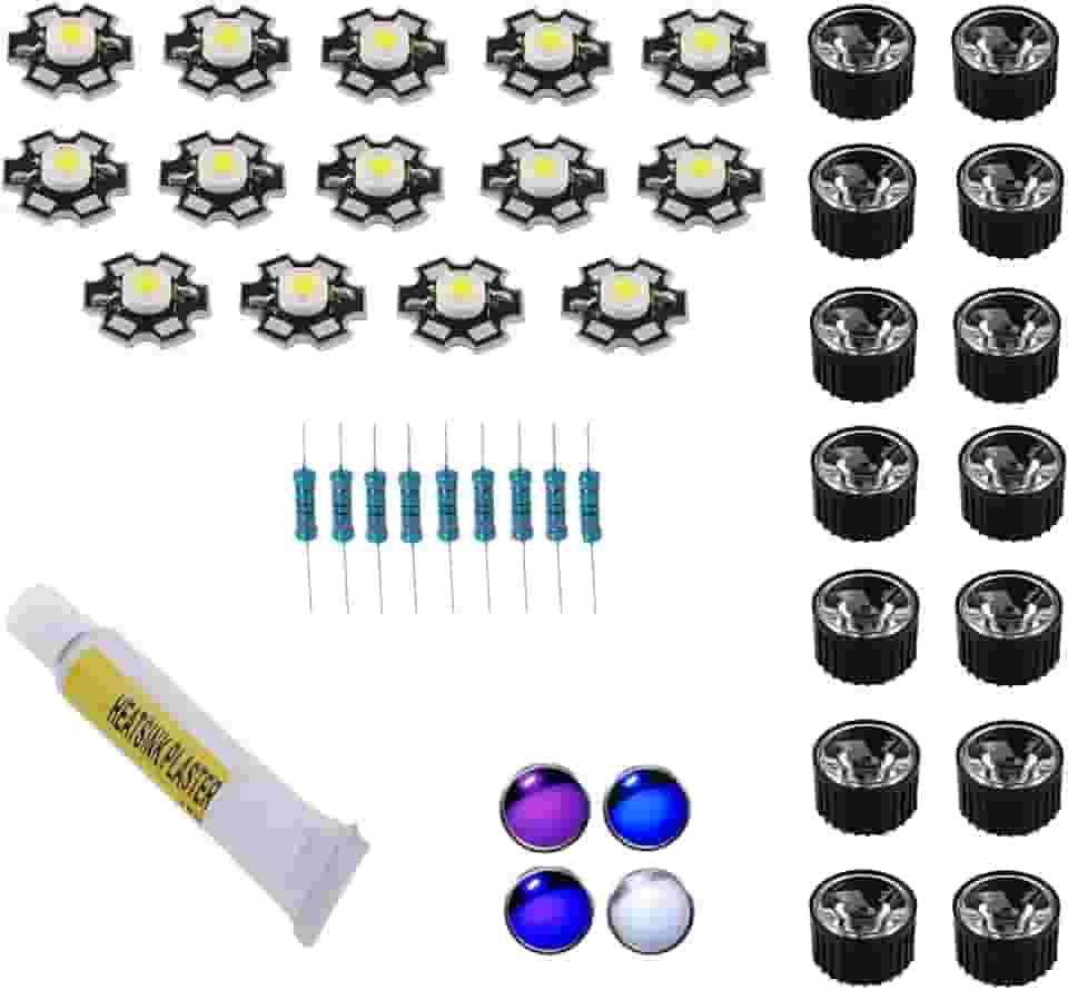 Kit led 3w para Luminaria Aquário Marinho Corais 80 Litros 45w azul royal branco 10000k UV