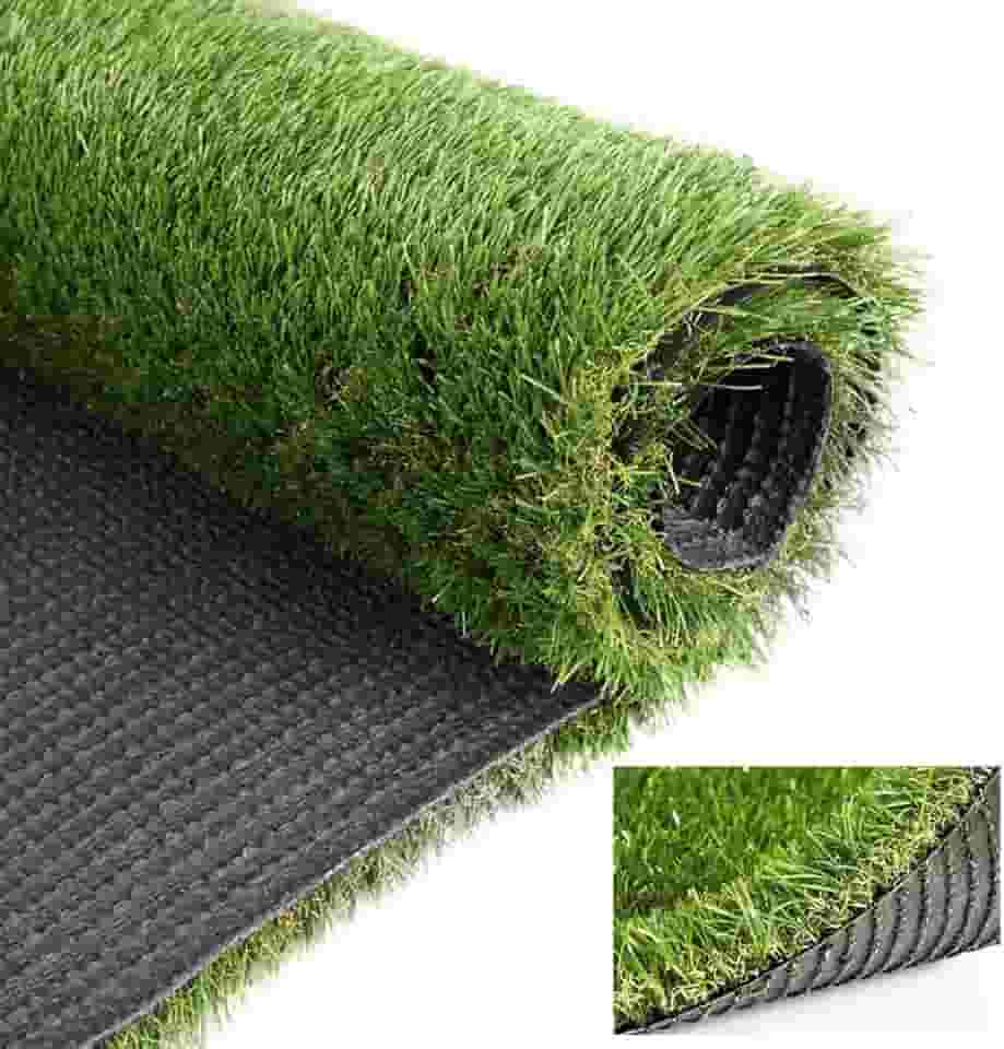 Gramado de grama artificial, 3FT x 5FT (15 pés quadrados) Tapete de grama sintética realista de 3,5 cm, tapetes de grama sintética realista de 35 mm de espessura para ambientes internos e externos, paisagem para animais de estimação, pátio, jardim, decoração de casa