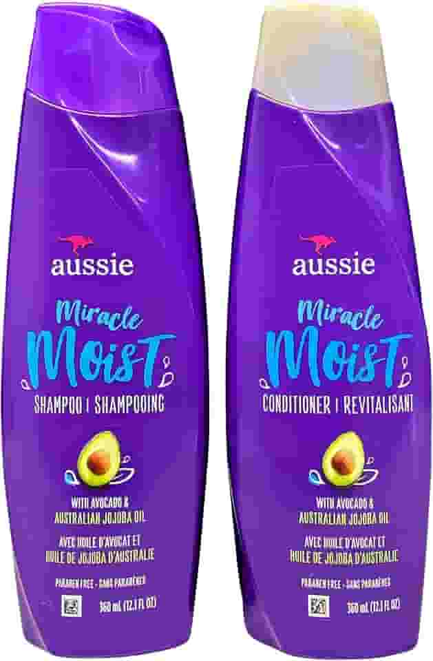Kit Shampoo e Condicionador AUSSIE MIRACLE MOIST Avocado & Jojoba Oil (Imp. USA) 360ml cada