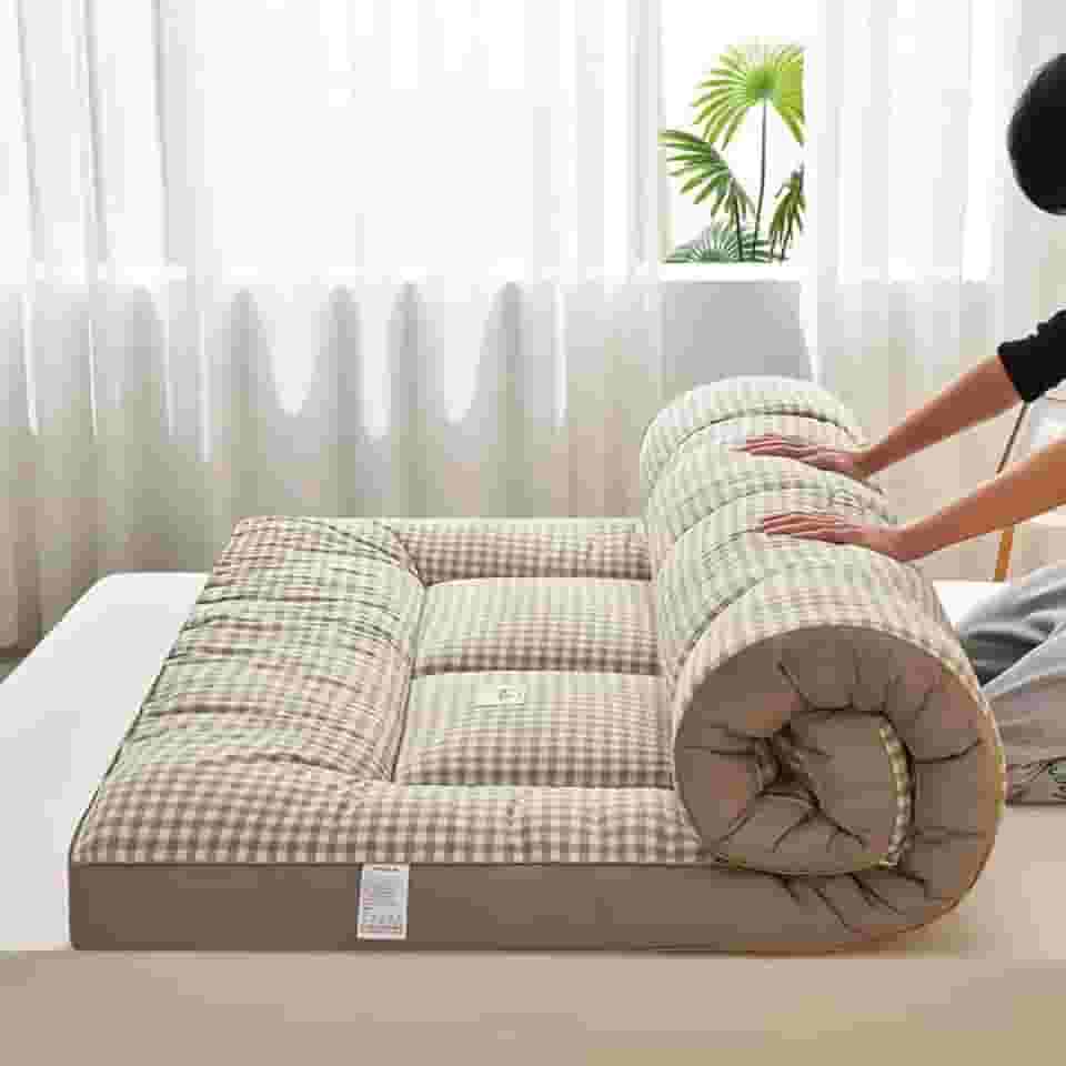 Colchão Japonês de Enrolar Futon Macio Dobrável Tapete de Tatame Grosso Tapete de Dormir Colchão de Cama de Massagem Tailandesa Fácil de Armazenar Respirável para Sofá