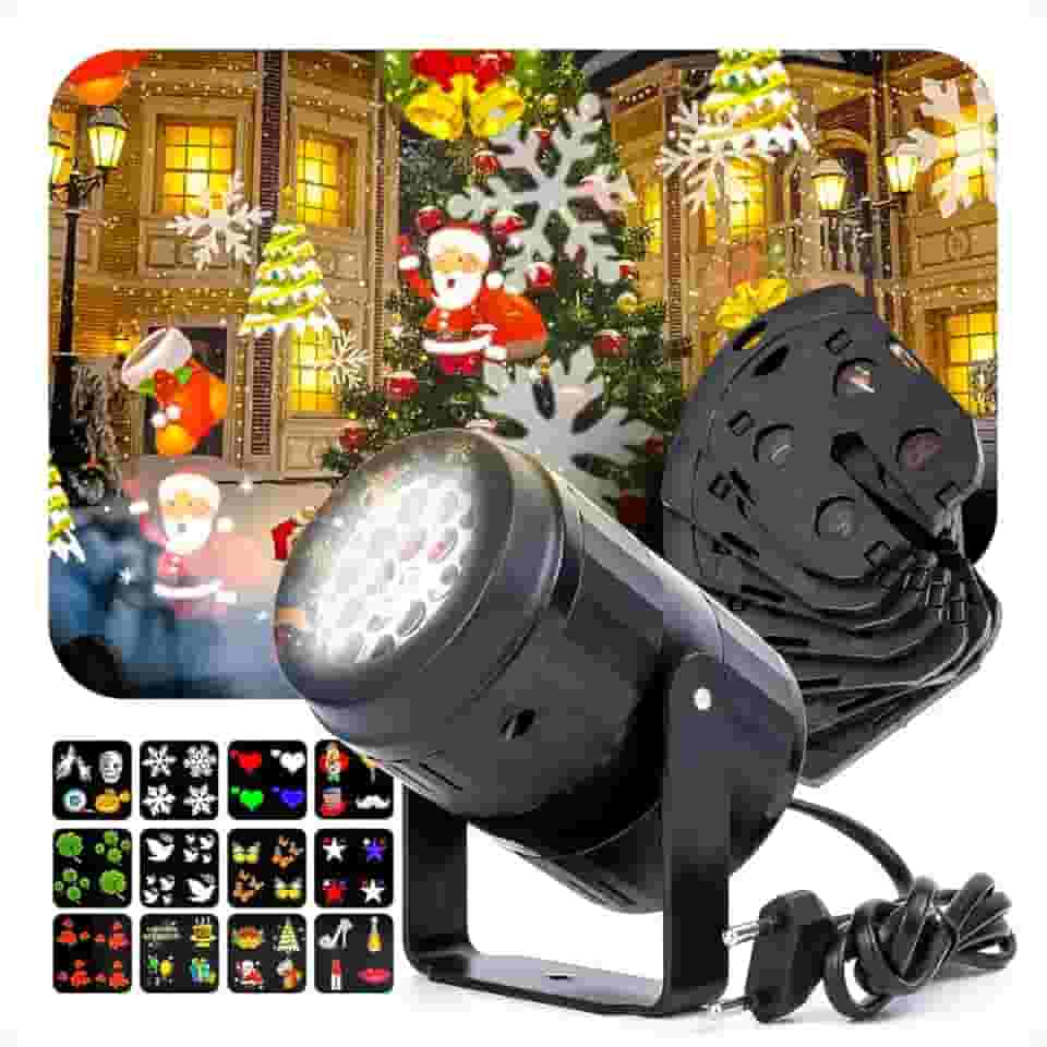 Projetor Refletor Led Luz, Decoração De Desenhos Natal Halloween Projeção P/Festas Casa, Luzes Laser Colorida VAGOLUME