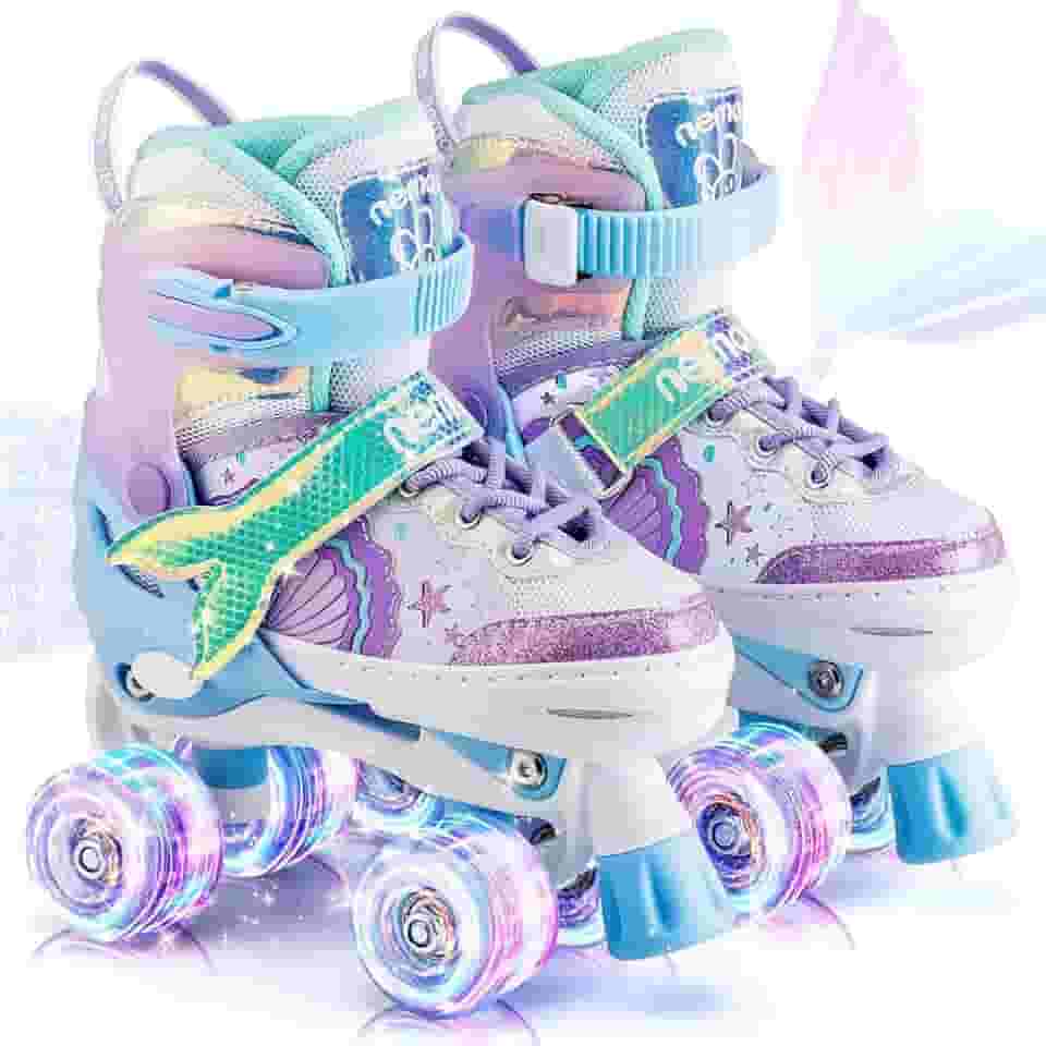 Patins 4 Rodas Roller Ajustavel Lindo Criança, Infantil patins para iniciantes, Com rodas iluminadas