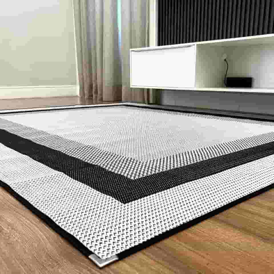 Tapete Para Sala Quarto Sisal 2,00x1,50m Cinza Preto Facil Limpar Lancer