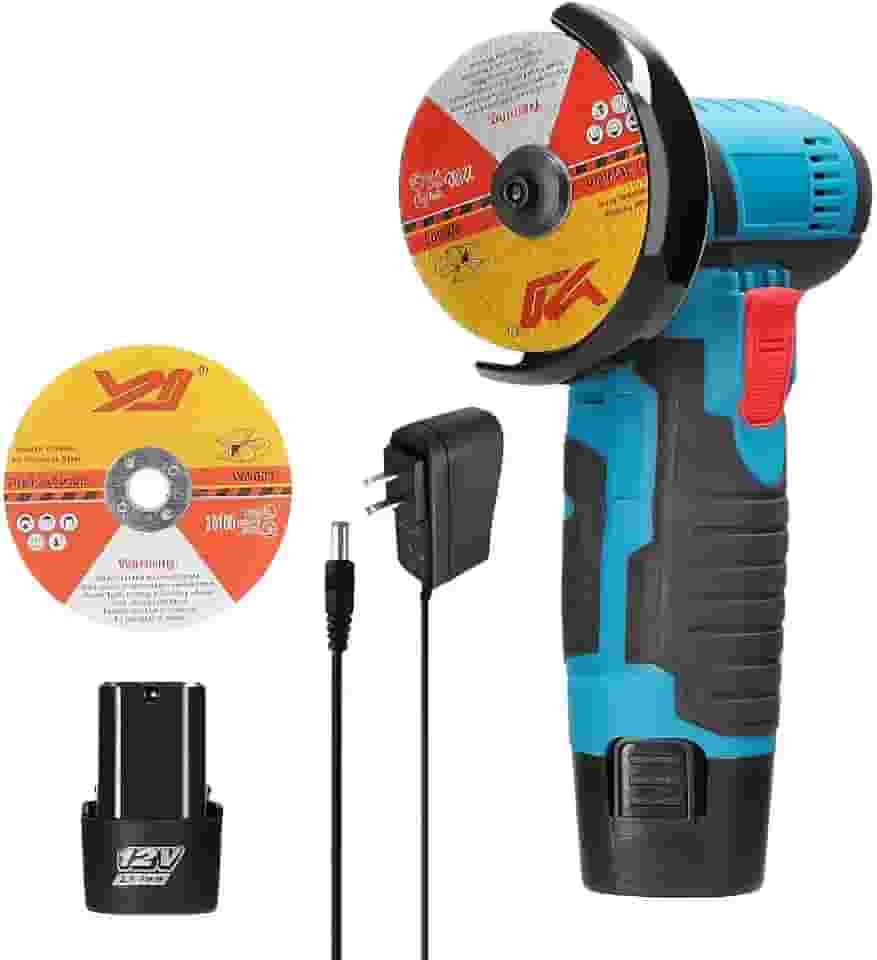 Esmerilhadeira Lixadeira Angular Recarregável 12V - 19500RPM, 2 Discos de Corte, Baterias 1300mAh